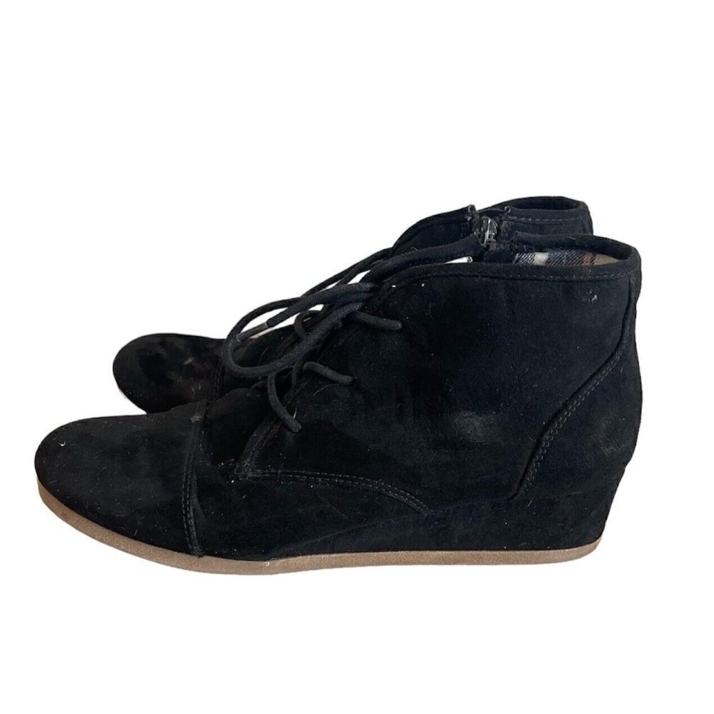 Mad Love Women's Black Lace Up Wedge Ankle Boots Size 6